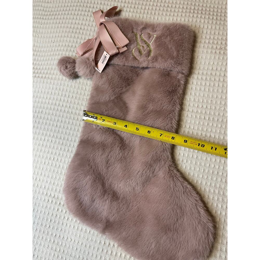 NWT Victorias Secret Blush Pink Fuzzy Pom Pom Christmas Holiday Stocking - Picture 6 of 9